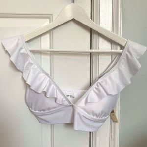 White Ruffled Bikini Top